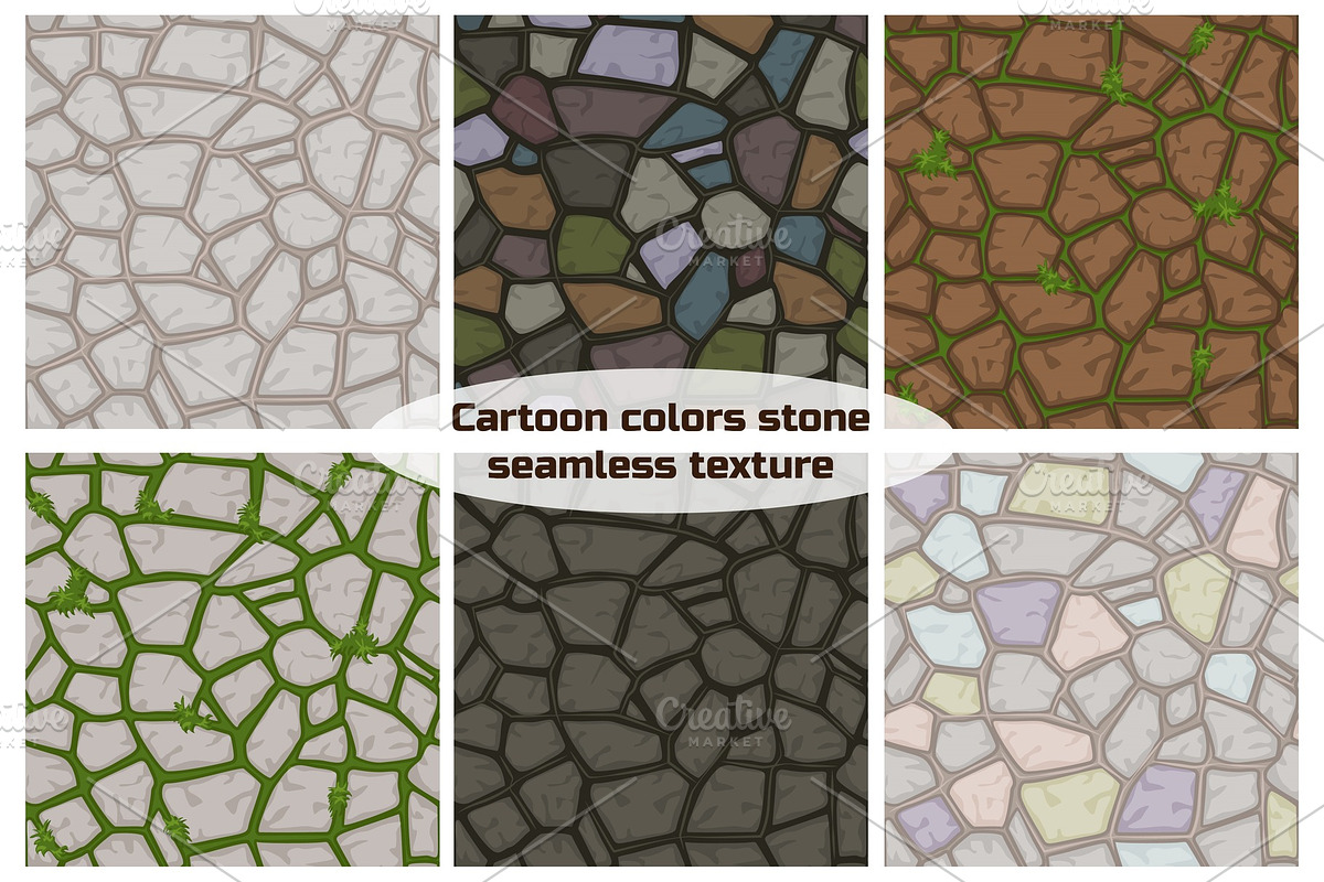 Big set cartoon color stone texture in Textures - product preview 8