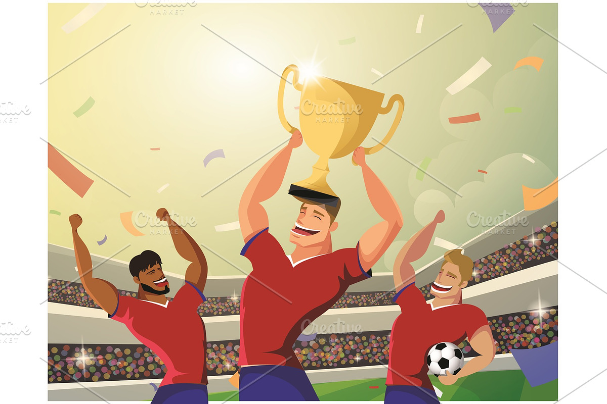 Winner team player holding soccer in Illustrations - product preview 8