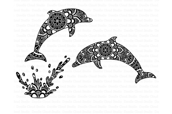 Dolphin Mandala SVG, Dolphin Clipart in Illustrations - product preview 2