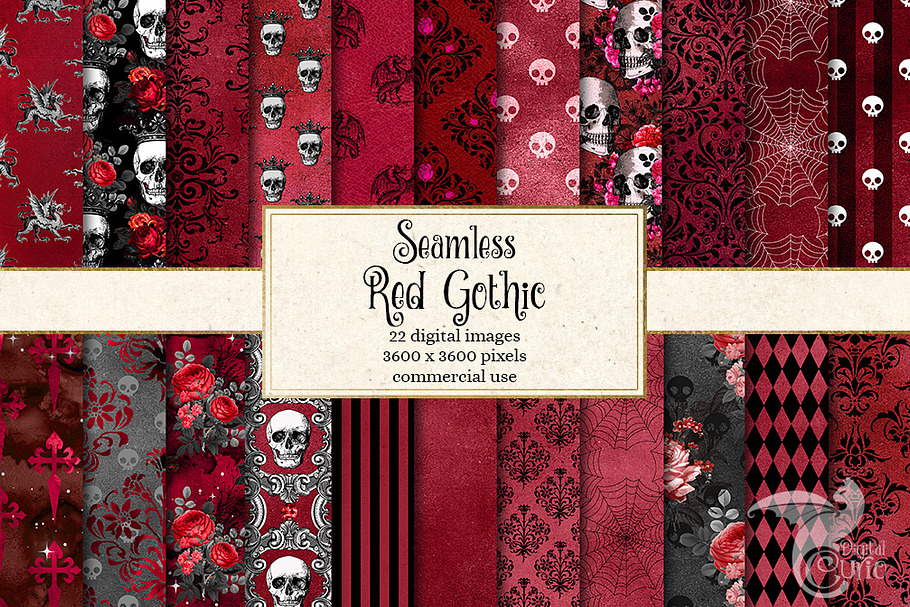 Seamless Red Gothic Digital Paper