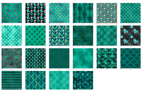Teal Gothic Digital Paper in Patterns - product preview 2
