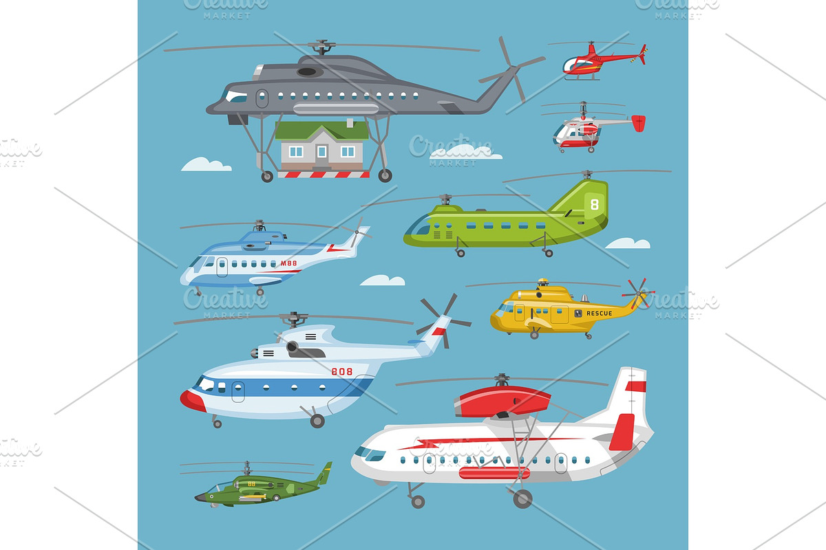 Helicopter vector copter aircraft or in Illustrations - product preview 8