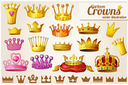 Set of royal golden crowns
