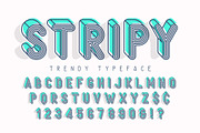 Striped 3d display font popart