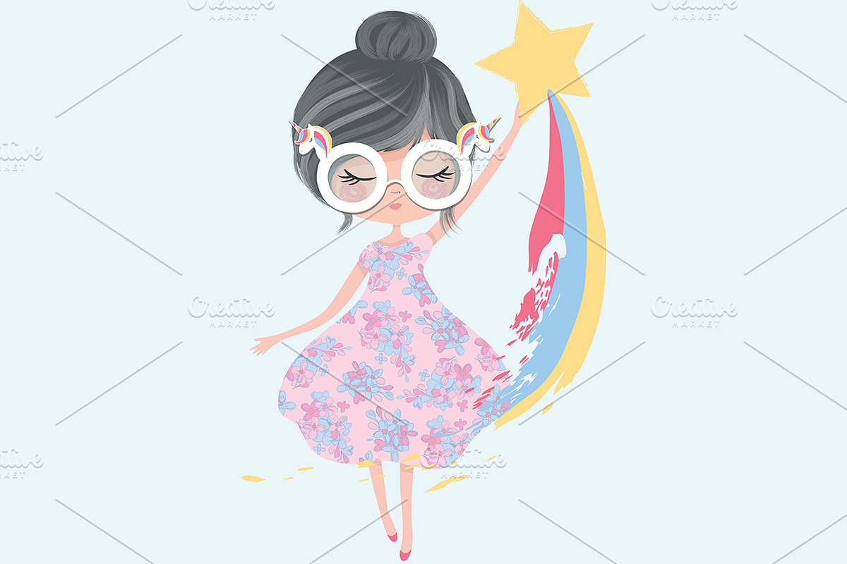 Girl with rainbow print-Girl vector in Illustrations - product preview 8