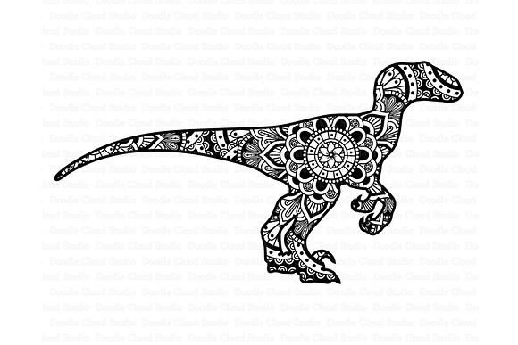 Mandala Dinosaur SVG, Raptor Mandala in Illustrations - product preview 1
