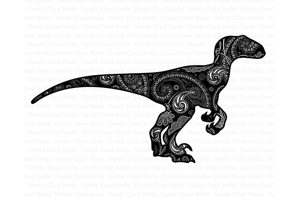 Mandala Dinosaur SVG, Raptor Mandala in Illustrations - product preview 3
