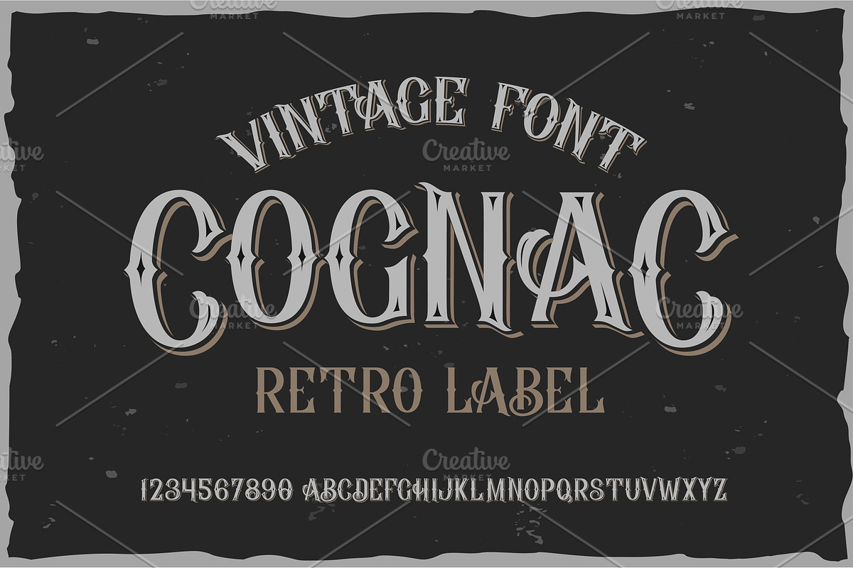 Vector vintage label font. Cognac in Illustrations - product preview 8