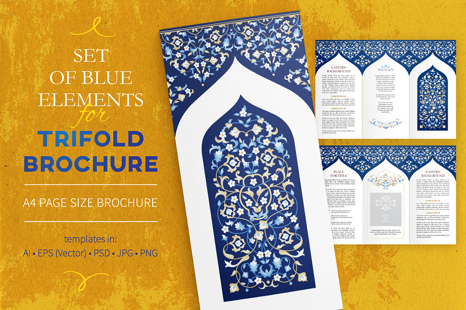 Blue Elements For Trifold Brochure