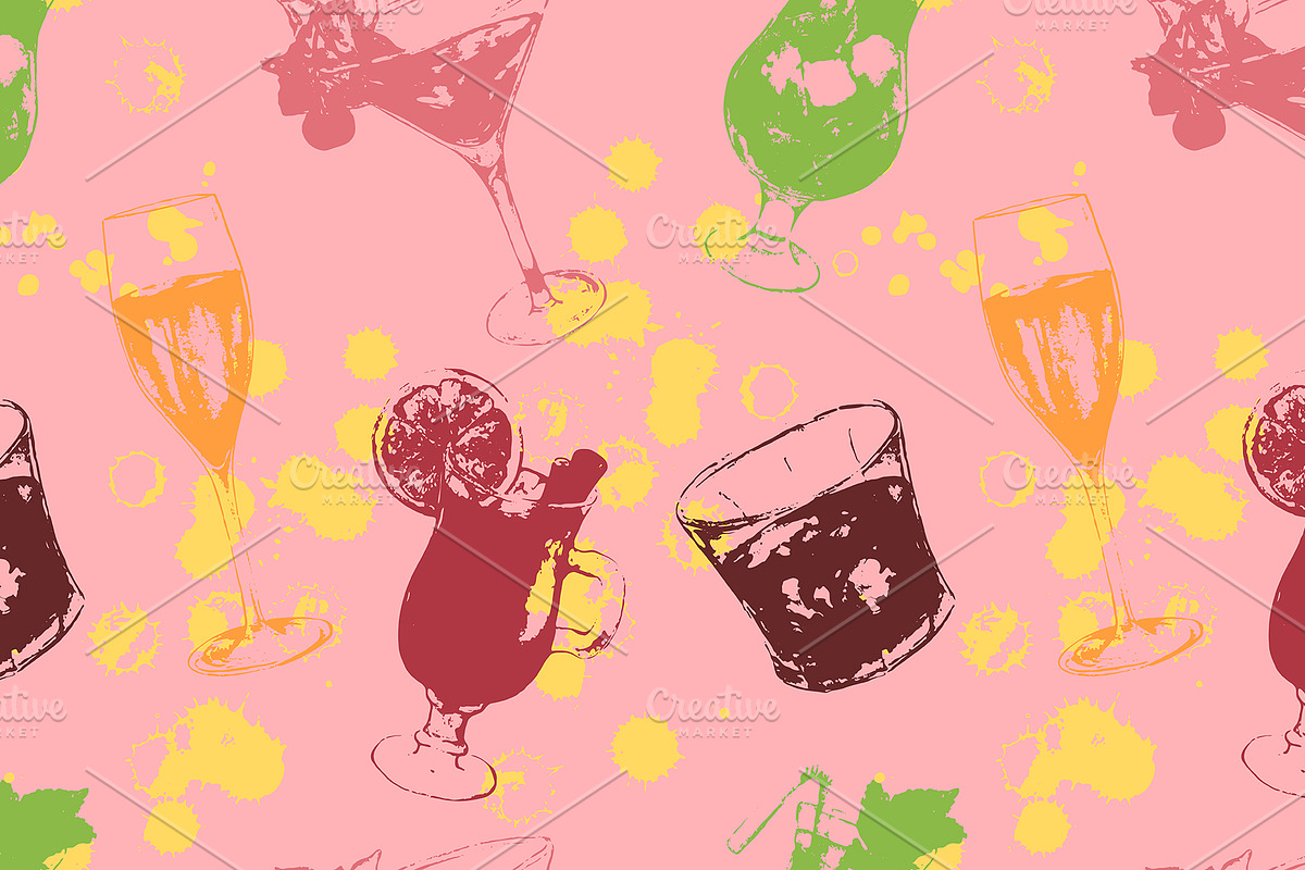 Alcohol alcohol drink pattern vector in Patterns - product preview 8