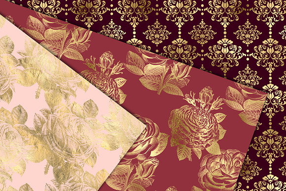 Blush Gold Rose Digital Paper in Patterns - product preview 1