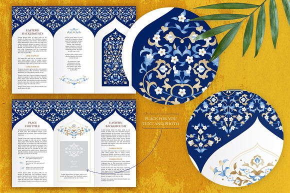 Blue Elements For Trifold Brochure in Brochure Templates - product preview 4
