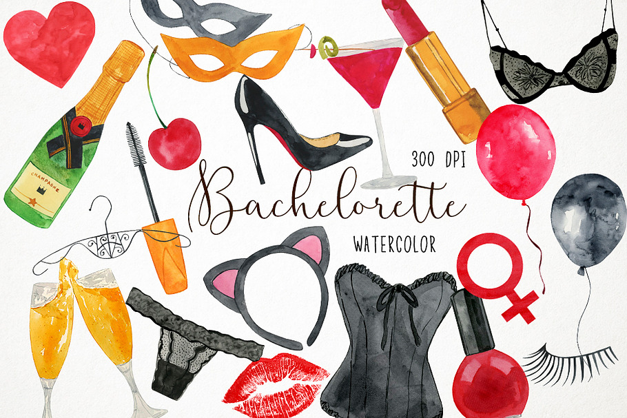 Watercolor Bachelorette Clipart