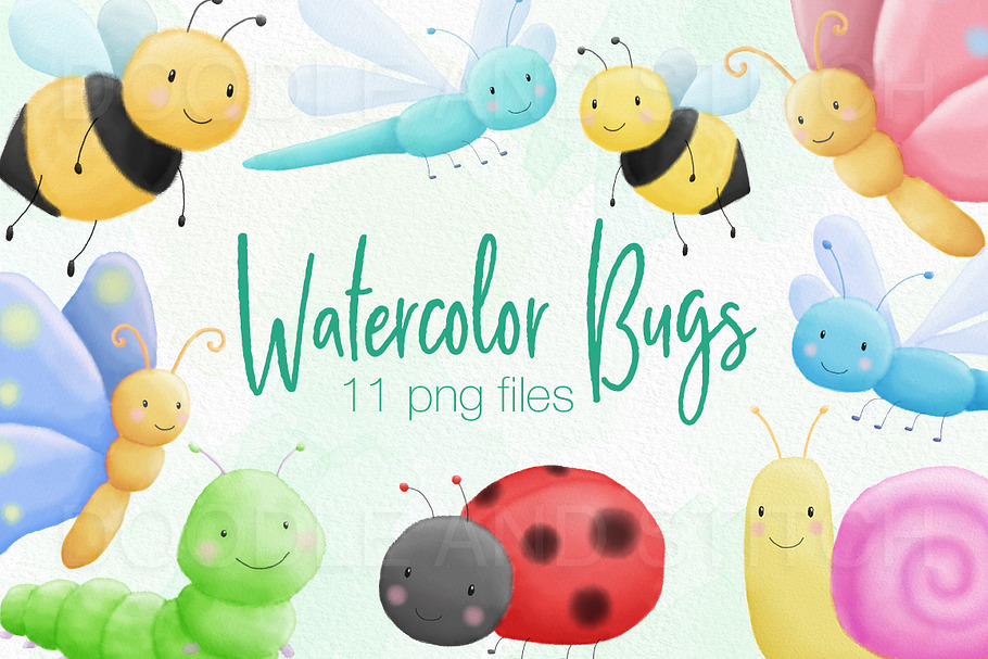 Watercolor Bugs Illustrations in Illustrations - product preview 8