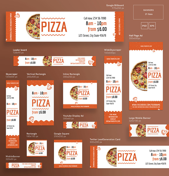 Banners Pack | Tasty Pizza in Templates - product preview 2