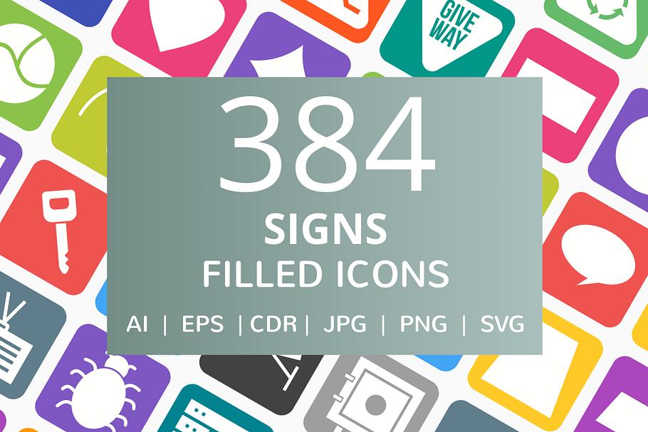 384 Signs Filled Round Corner Icons in Graphics - product preview 8