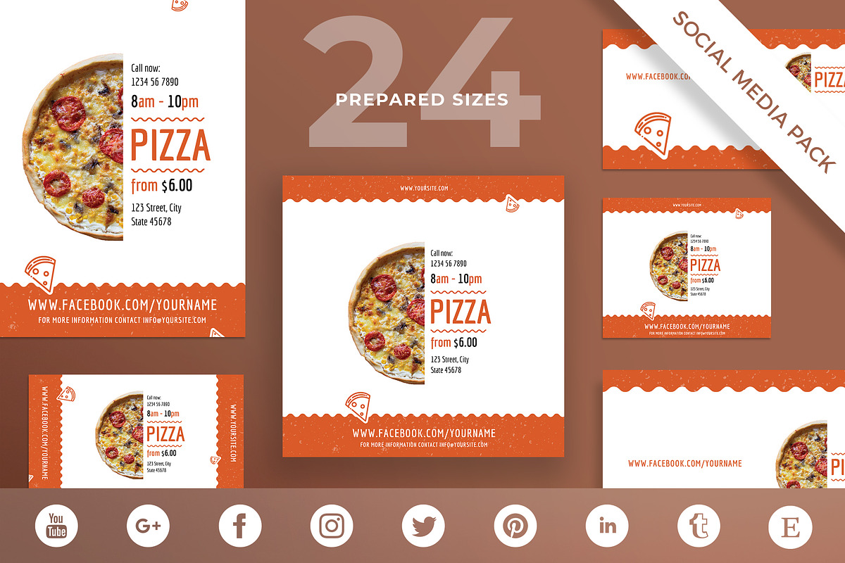 Social Media Pack | Tasty Pizza in Social Media Templates - product preview 8