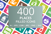 410 Places Filled Round Corner Icons