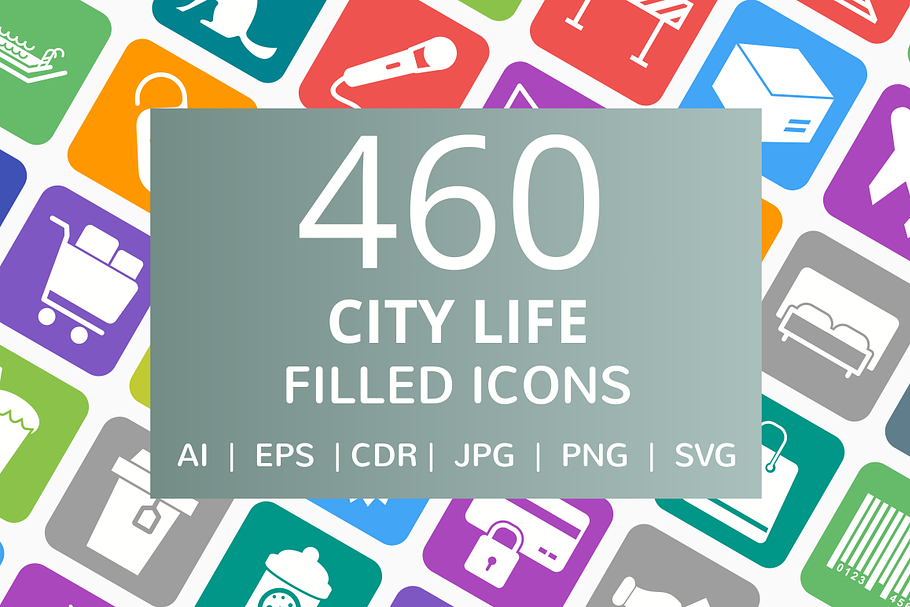 460 City Life Filled Round Icons in Graphics - product preview 8