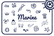 100 HandDrawn Illustrations "Marine"