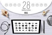 Ball icon set, simple style