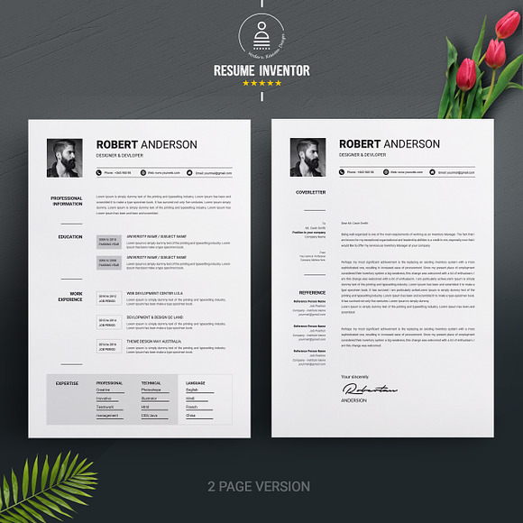 2 Pages Clean Resume Template in Resume Templates - product preview 1