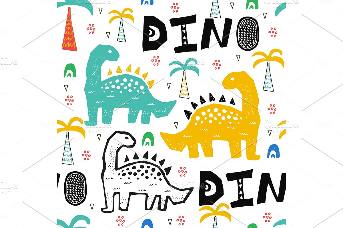 Pattern with dino in tropical forest in Patterns - product preview 8