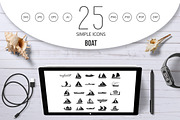 Boat icon set, simple style