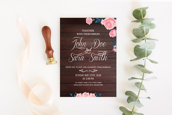 Rustic Wooden Wedding Template Suite in Wedding Templates - product preview 2