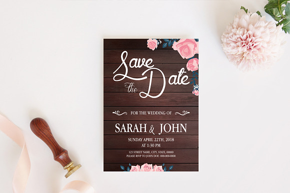 Rustic Wooden Wedding Template Suite in Wedding Templates - product preview 6