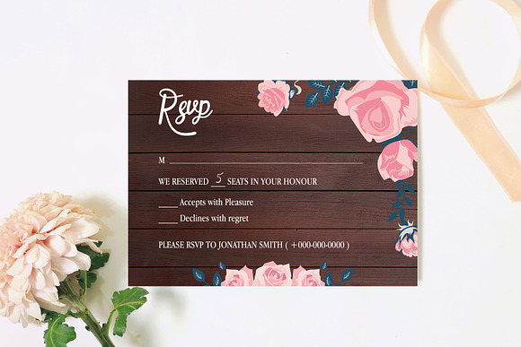 Rustic Wooden Wedding Template Suite in Wedding Templates - product preview 8