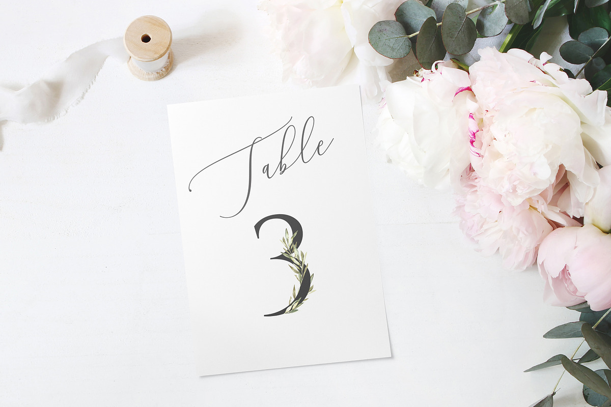 Olive Wedding Botanical Numbers in Illustrations - product preview 8