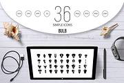 Bulb icon set, simple style
