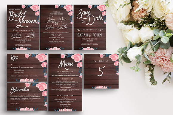 Rustic Wooden Wedding Template Suite in Wedding Templates - product preview 10