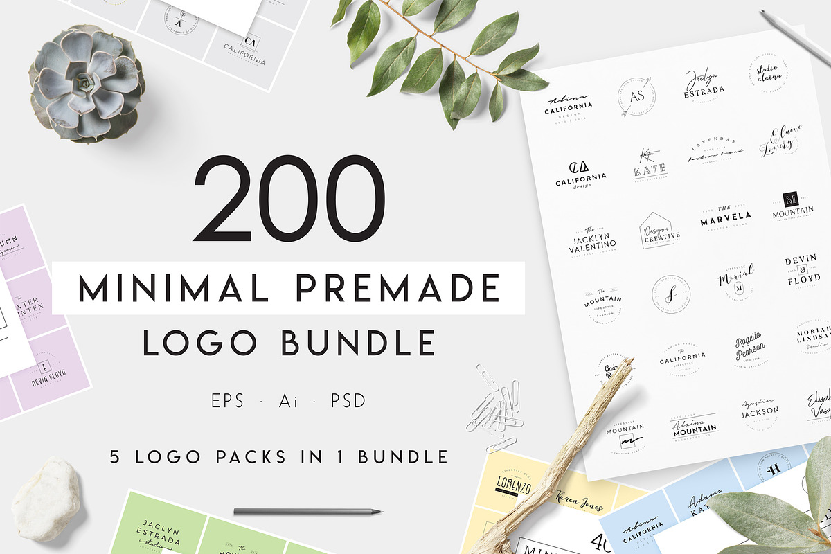 200 Minimal Premade Logo Bundle in Logo Templates - product preview 8