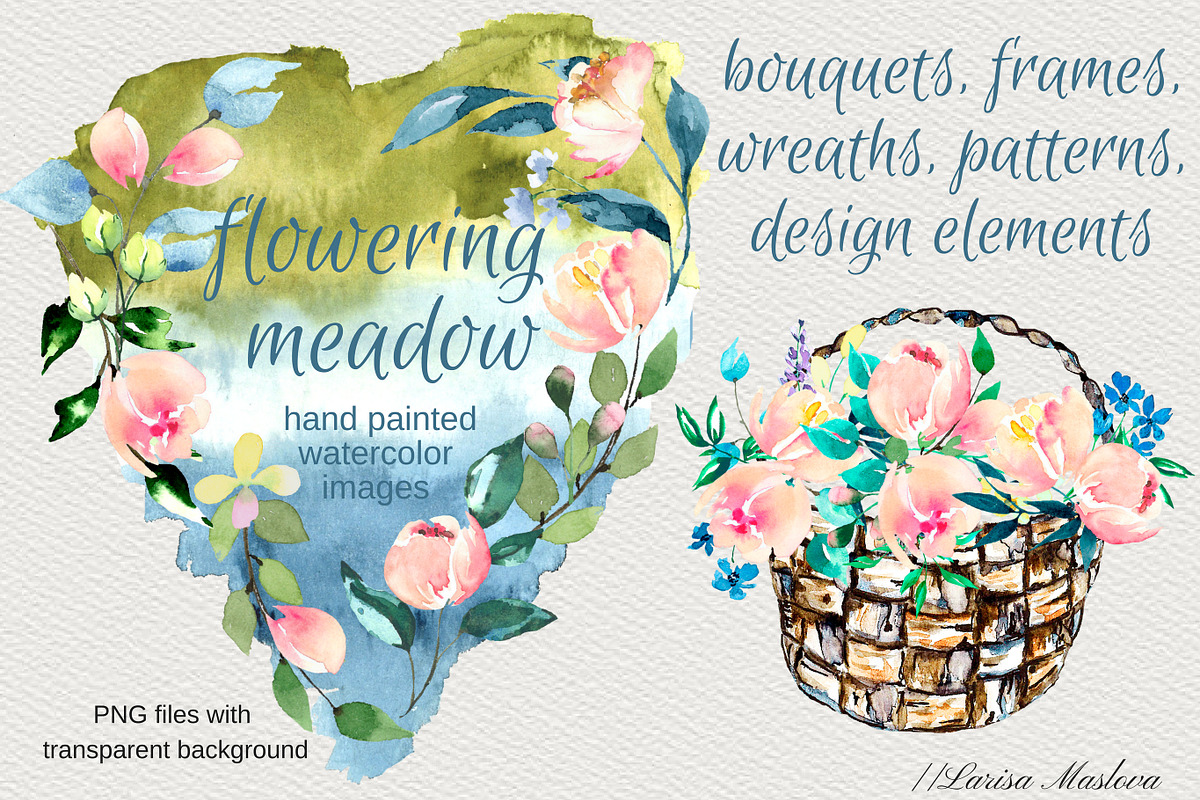 Watercolor clip arts floral set in Illustrations - product preview 8