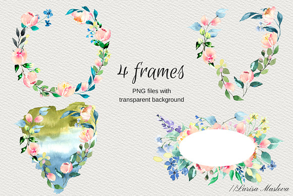 Watercolor clip arts floral set in Illustrations - product preview 4