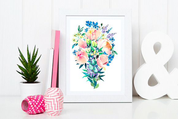 Watercolor clip arts floral set in Illustrations - product preview 5