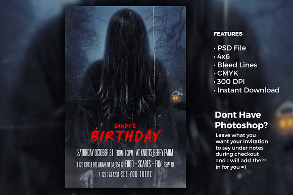 Scary Ghost Invitation in Card Templates - product preview 1