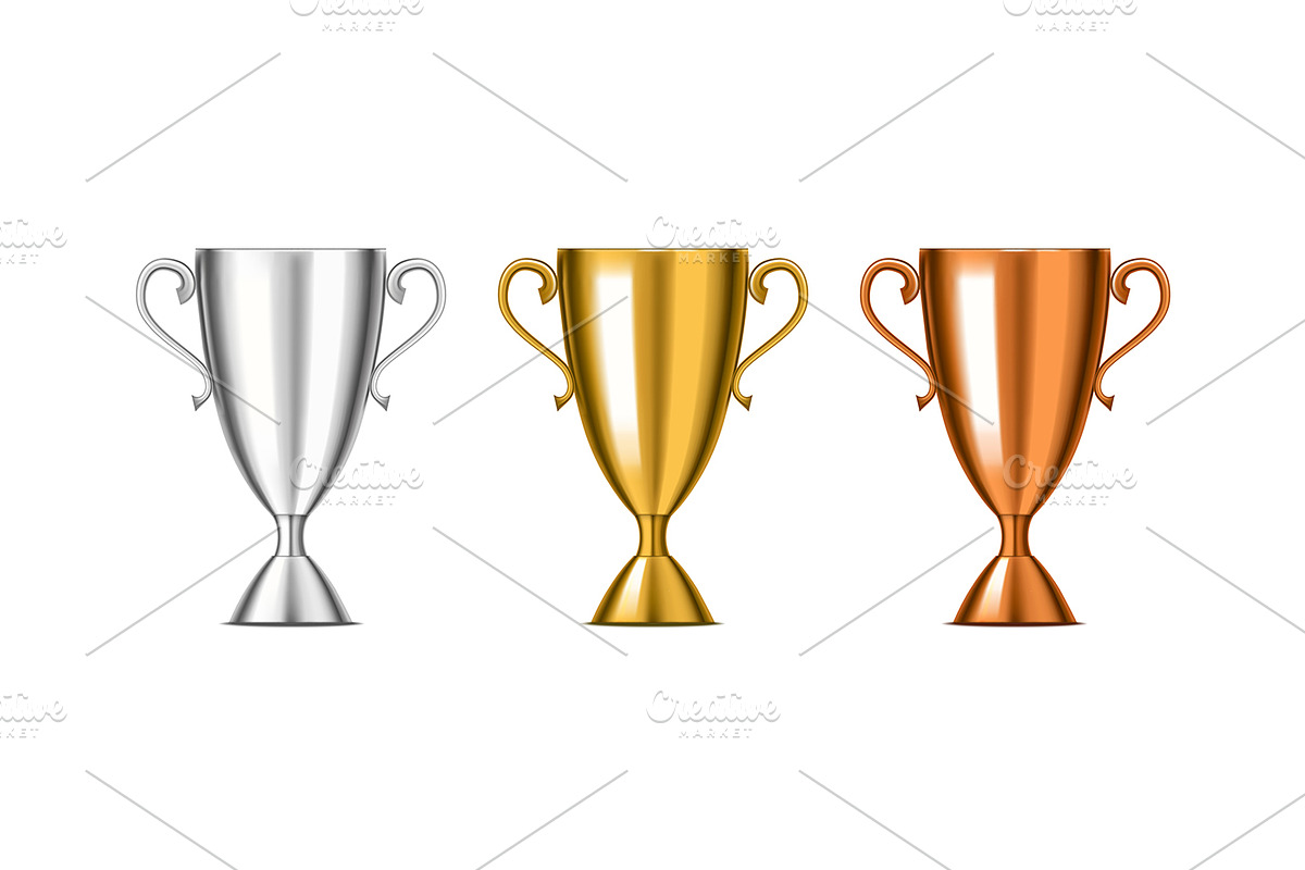 3d Winner Cup Set. Vector in Objects - product preview 8