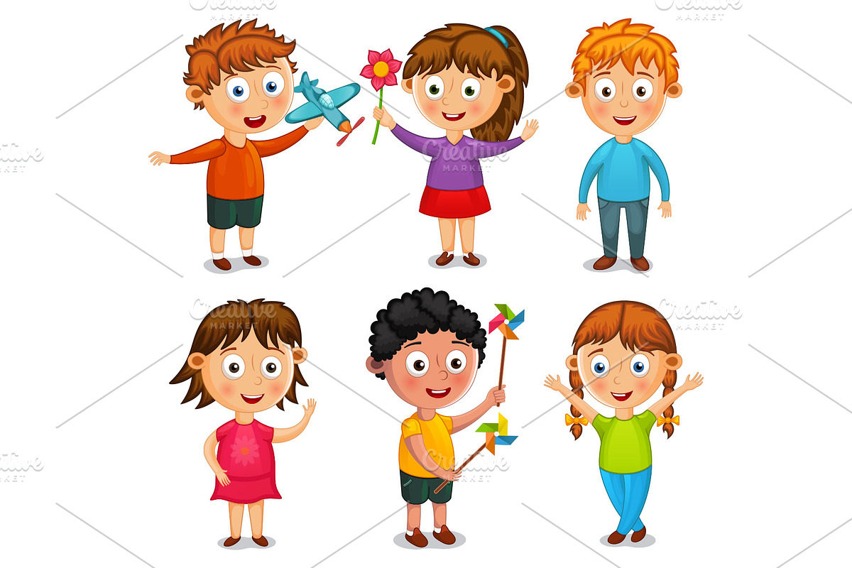 Group of happy kids cartoon  in Illustrations - product preview 8