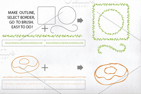 Hand drawn seamless border, brushes in Photoshop Brushes - product preview 4