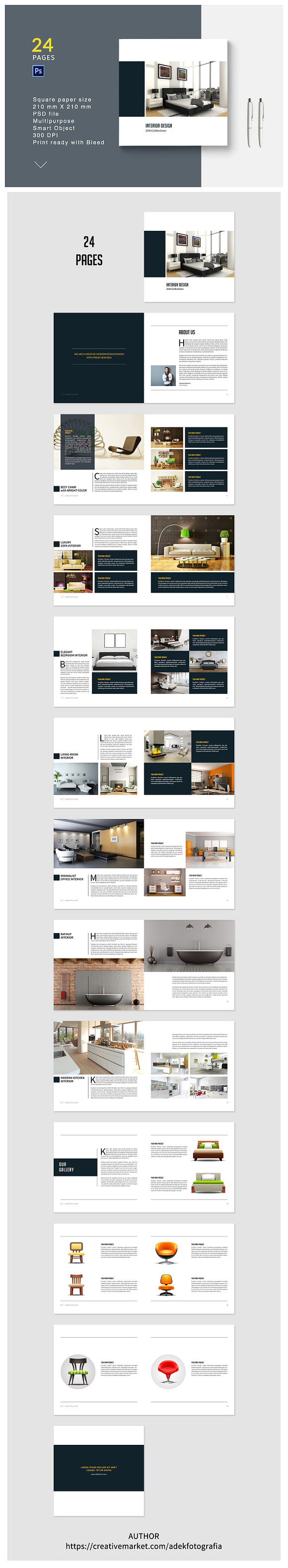 PSD - Square Interior Brochure in Brochure Templates - product preview 3