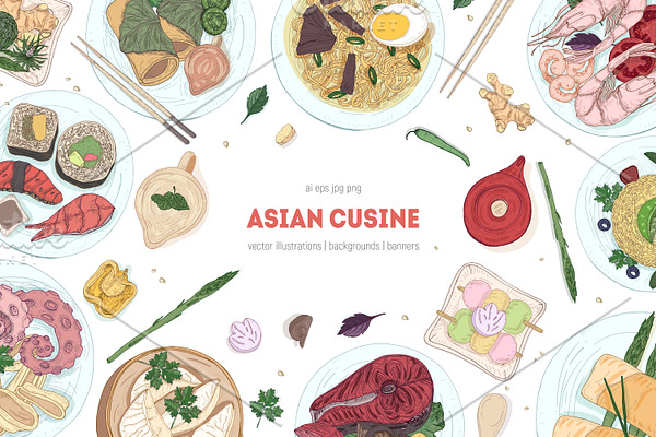 Dishes of Asian cuisine