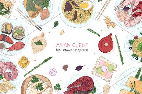 Dishes of Asian cuisine in Illustrations - product preview 3