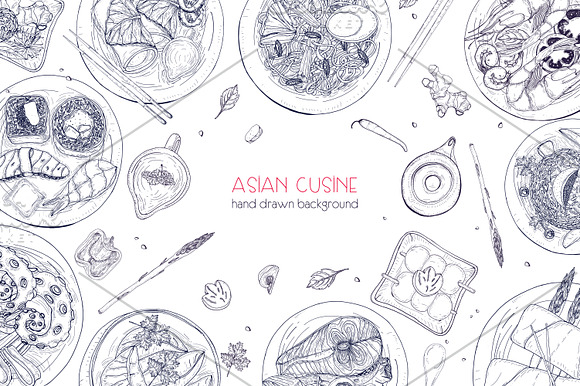 Dishes of Asian cuisine in Illustrations - product preview 4