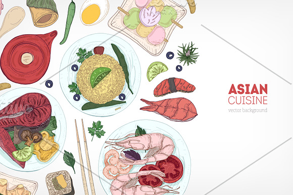 Dishes of Asian cuisine in Illustrations - product preview 5
