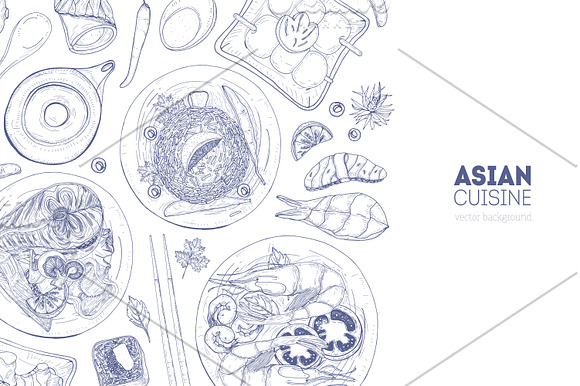 Dishes of Asian cuisine in Illustrations - product preview 6