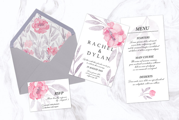 FLORAL ROMANCE – Watercolor Peonies in Objects - product preview 1