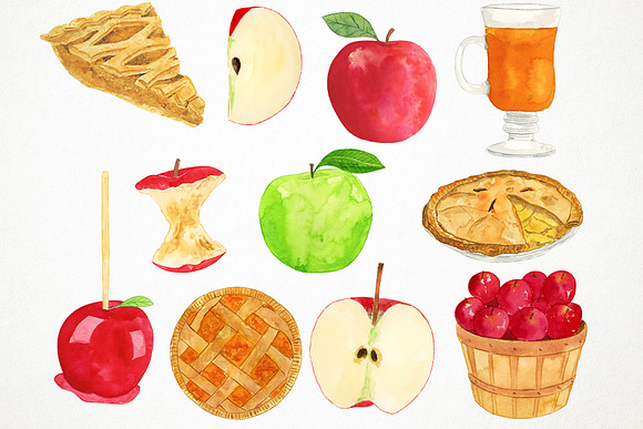 Watercolor Apples Clipart in Illustrations - product preview 1